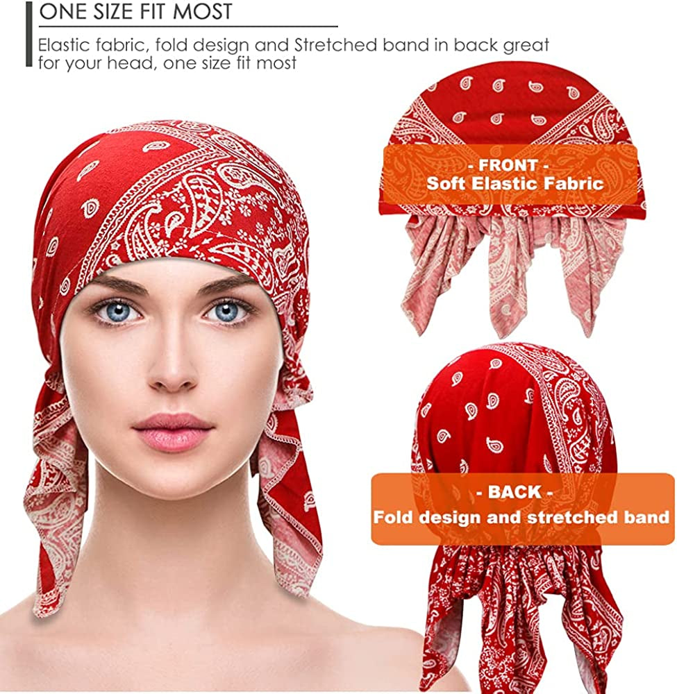 ASHILISIA 2 Pieces Women Chemo Hat Turban Beanie, Pre-Tied Headwraps Headwear Bandana for Hair Loss Apparel & Accessories > Clothing Accessories > Bandanas & Headties ASHILISIA   