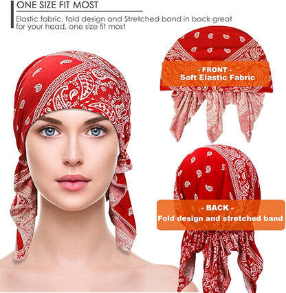 ASHILISIA 2 Pieces Women Chemo Hat Turban Beanie, Pre-Tied Headwraps Headwear Bandana for Hair Loss Apparel & Accessories > Clothing Accessories > Bandanas & Headties ASHILISIA   