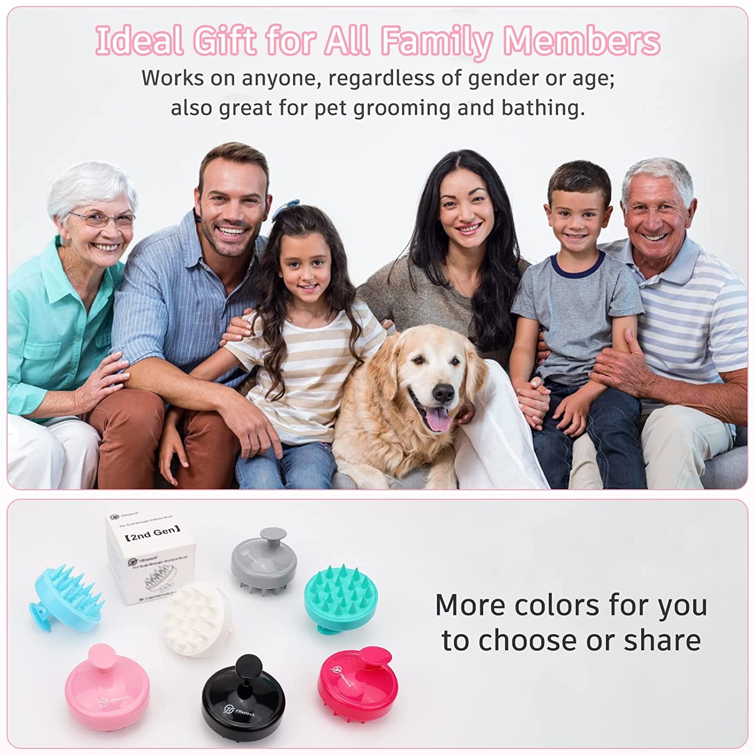 FREATECH Scalp Massager Shampoo Brush with Long & Flexible Silicone Bristles for Hair Care and Head Relaxation, Glide through Hair Easily, Dandruff Removal and Itching Relief, Wet and Dry, Pink Health & Beauty > Personal Care > Hair Care FREATECH   