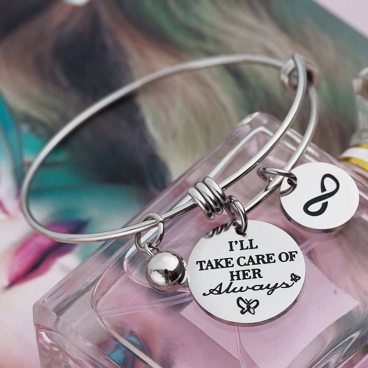 Omodofo Mother in Law Charm Bracelet Adjustable Stainless Steel Bangle for Mother Stepmother Birthday Wedding Apparel & Accessories > Jewelry > Bracelets omodofo   