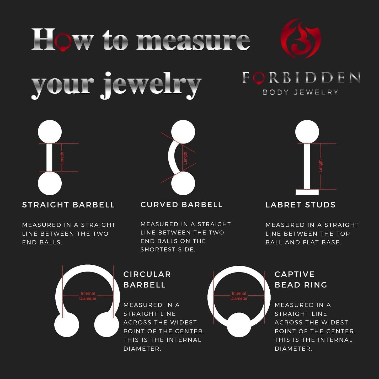 14G-16G Internally Threaded Titanium Straight Barbell Body Piercing Jewelry (Sold Individually) Apparel & Accessories > Jewelry > Body Jewelry Forbidden Body Jewelry   