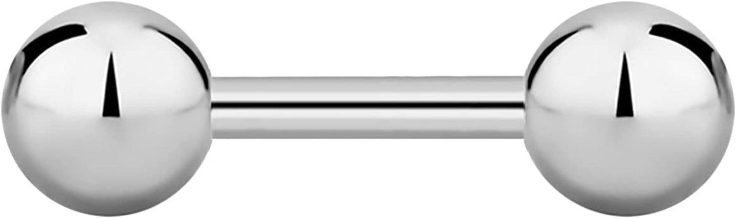 14G-16G Internally Threaded Titanium Straight Barbell Body Piercing Jewelry (Sold Individually) Apparel & Accessories > Jewelry > Body Jewelry Forbidden Body Jewelry 16G 6mm (1/4") 4mm Balls  