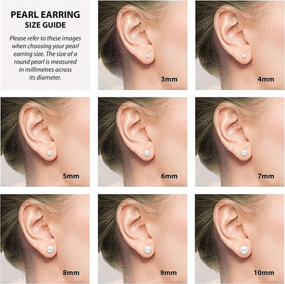 14K Gold AAAA round White Freshwater Cultured Pearl Classic Bridal Stud Earrings - Choice of Sizes & Gold Color