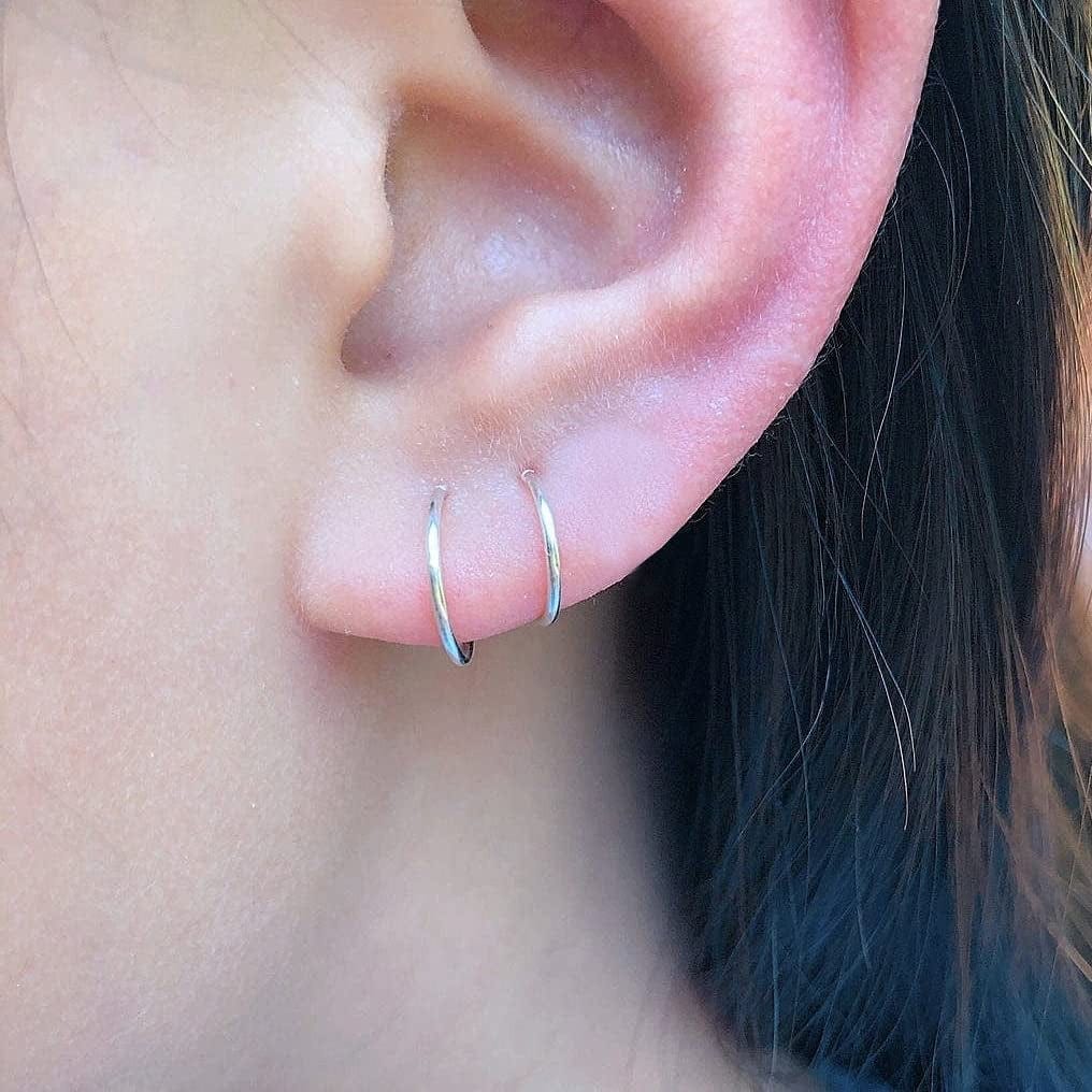 14K Gold Filled Small Hoop Earrings for Cartilage Nose, Tiny Thin 7Mm Piercing Hoop Ring 22 Gauge Silver / 7mm 22 gauge / 1 pair