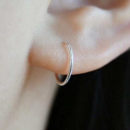 14K Gold Filled Small Hoop Earrings for Cartilage Nose, Tiny Thin 7Mm Piercing Hoop Ring 22 Gauge Silver / 10mm 20 gauge/ 1 pair