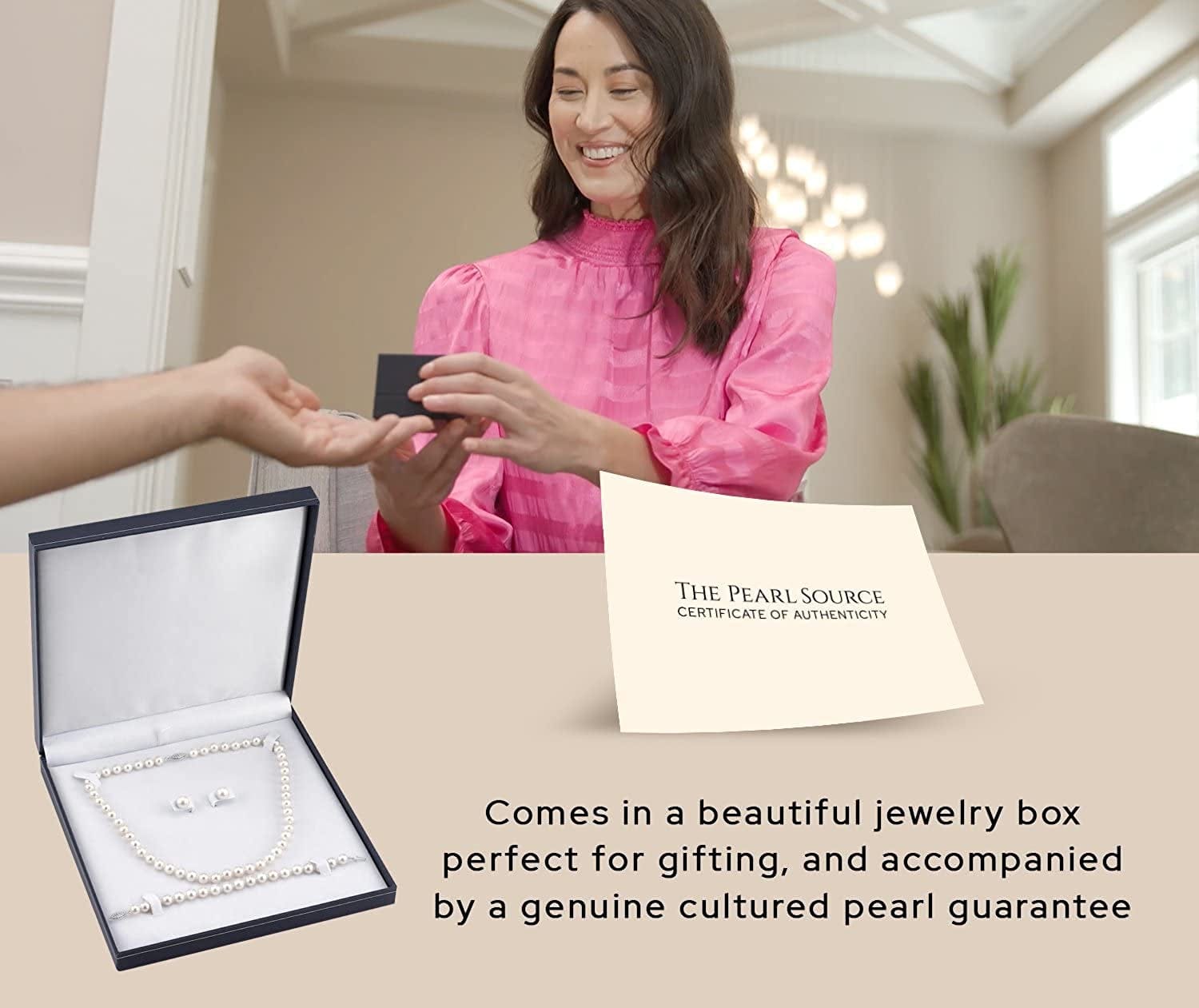 14K Gold Pearl Jewelry Set for Women - Freshwater Pearl Necklace and Earring Set with Pearl Bracelet | Genuine Cultured Pearls - the PEARL SOURCE
