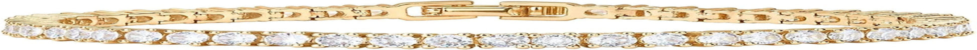 14K Gold Plated 3Mm Cubic Zirconia Classic Tennis Bracelet | Gold Bracelets for Women | Size 6.5-7.5 Inch Yellow Vermeil / 7.5 Inches
