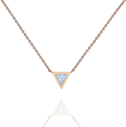 14K Gold Plated Created Opal Necklace | Opal Necklaces for Women Triangle / Rose Gold