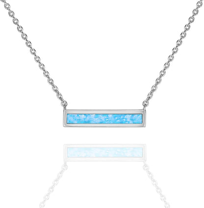 14K Gold Plated Created Opal Necklace | Opal Necklaces for Women Bar / White Gold