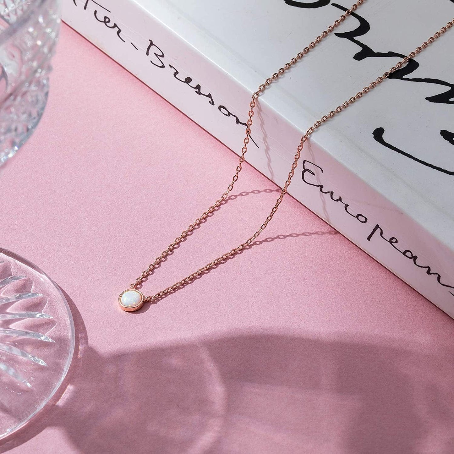 14K Gold Plated Created Opal Necklace | Opal Necklaces for Women