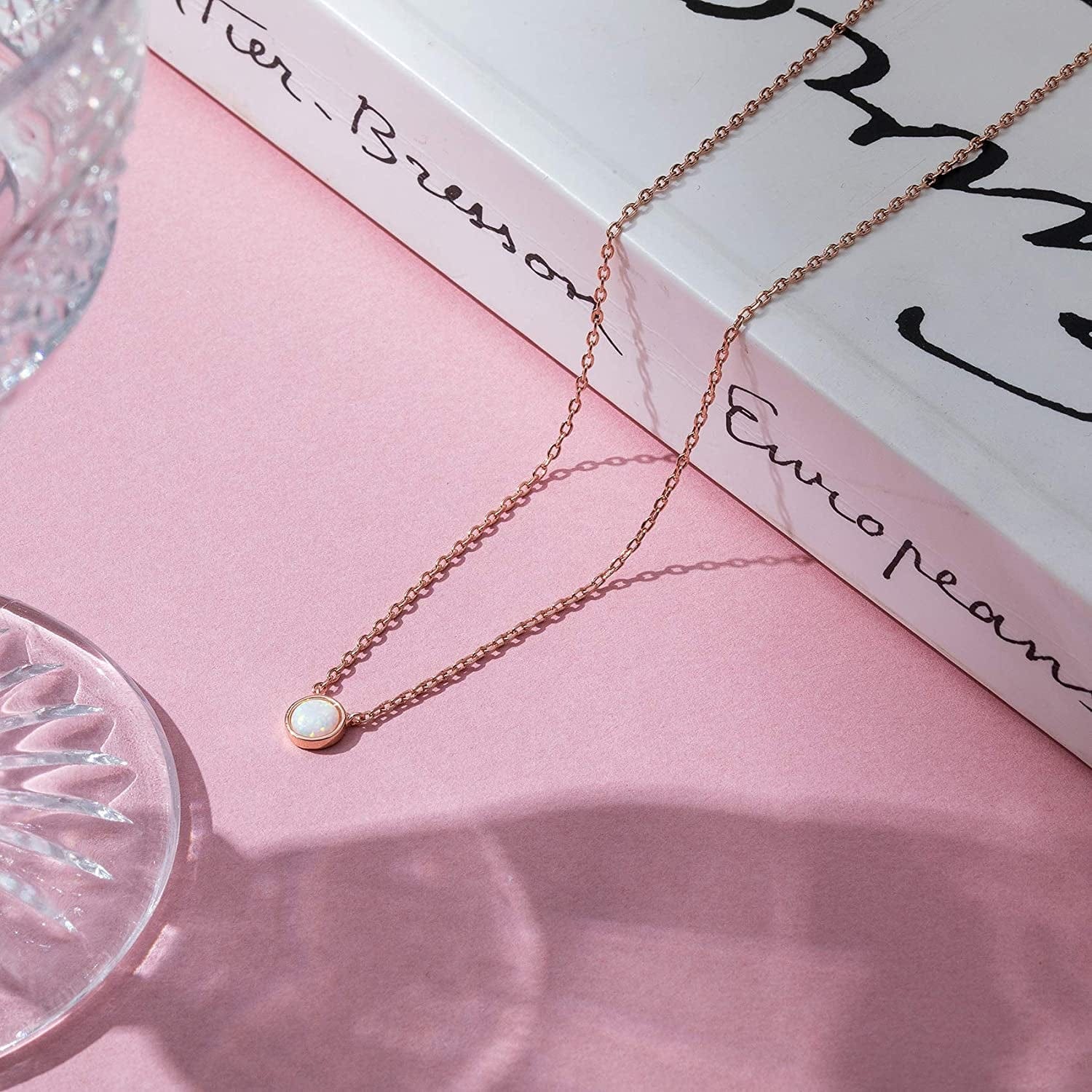 14K Gold Plated Created Opal Necklace | Opal Necklaces for Women