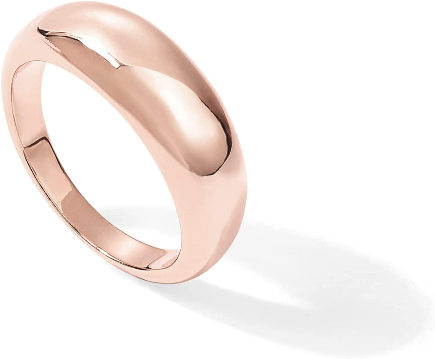 14K Gold Plated Croissant Dome Ring | Twisted Braided Gold Plated Ring | Chunky Signet Ring Rose - Dome / 8