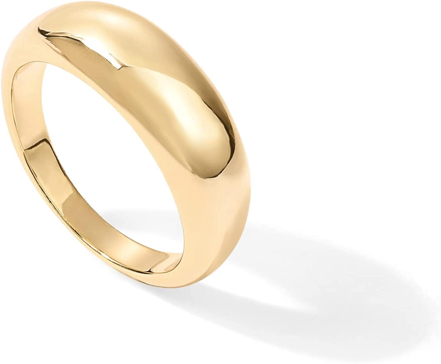 14K Gold Plated Croissant Dome Ring | Twisted Braided Gold Plated Ring | Chunky Signet Ring Yellow - Dome / 8