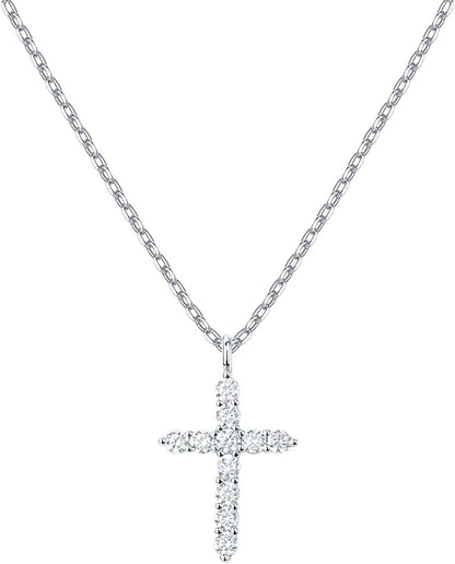 14K Gold Plated Cross Necklace for Women | Cross Pendant | Gold Necklaces for Women White Gold / gold vermeil