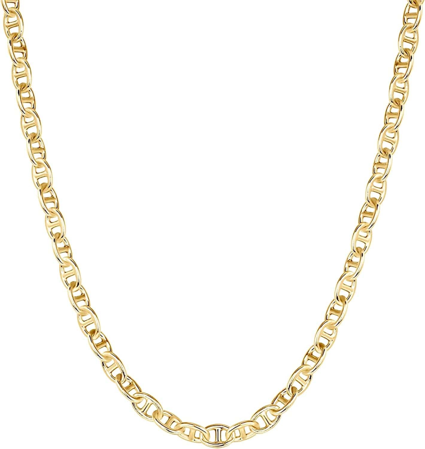 14K Gold Plated Curb Paperclip Box Sphere Bead Snake Herringbone and Figaro Chain Adjustable Necklace Anchor / yellow gold plated