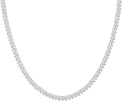 14K Gold Plated Curb Paperclip Box Sphere Bead Snake Herringbone and Figaro Chain Adjustable Necklace Curb / white gold plated