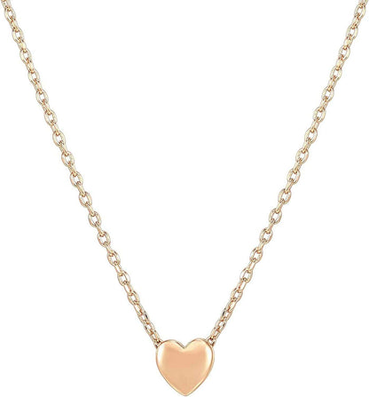 14K Gold Plated Dainty Pendant Necklace | Layering Necklaces | Gold Heart Necklace Heart Polished / Rose Gold