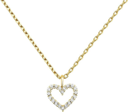 14K Gold Plated Dainty Pendant Necklace | Layering Necklaces | Gold Heart Necklace Heart - Large / Yellow Gold