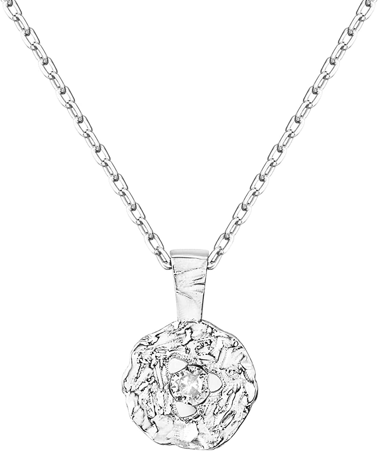 14K Gold Plated Engraved Coin Pendant | Byzantine Coin Necklace | Bohemian Necklace Coin / White Gold