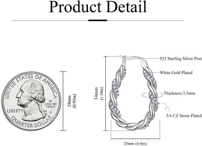 14K Gold Plated Oval Hoop Earrings for Women 925 Sterling Silver Post Twist Huggie Hoop Earrings Hypoallergenic Lightweight Hoop Earrings Jewelry Gifts