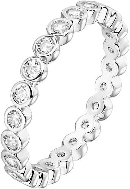 14K Gold Plated Rings Cubic Zirconia Love Ring | 2.8Mm Stackable Rings for Women | Gold Rings for Women white gold plated / 5