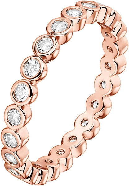 14K Gold Plated Rings Cubic Zirconia Love Ring | 2.8Mm Stackable Rings for Women | Gold Rings for Women rose gold plated / 9