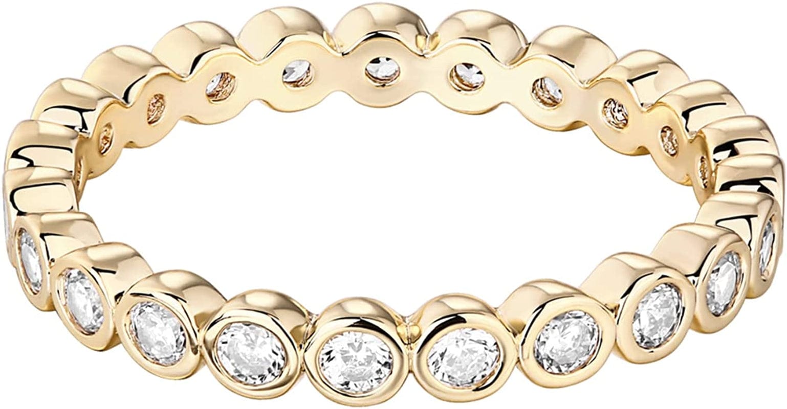 14K Gold Plated Rings Cubic Zirconia Love Ring | 2.8Mm Stackable Rings for Women | Gold Rings for Women