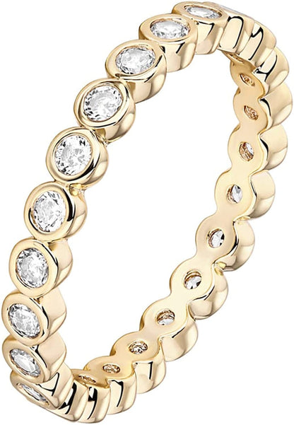 14K Gold Plated Rings Cubic Zirconia Love Ring | 2.8Mm Stackable Rings for Women | Gold Rings for Women yellow gold plated / 5