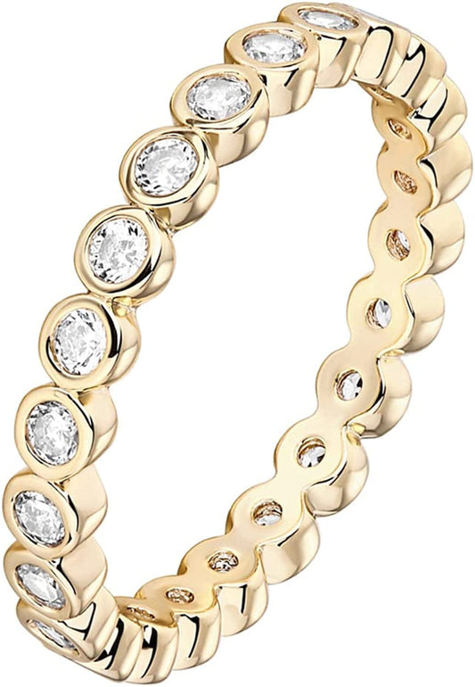 14K Gold Plated Rings Cubic Zirconia Love Ring | 2.8Mm Stackable Rings for Women | Gold Rings for Women yellow gold plated / 5