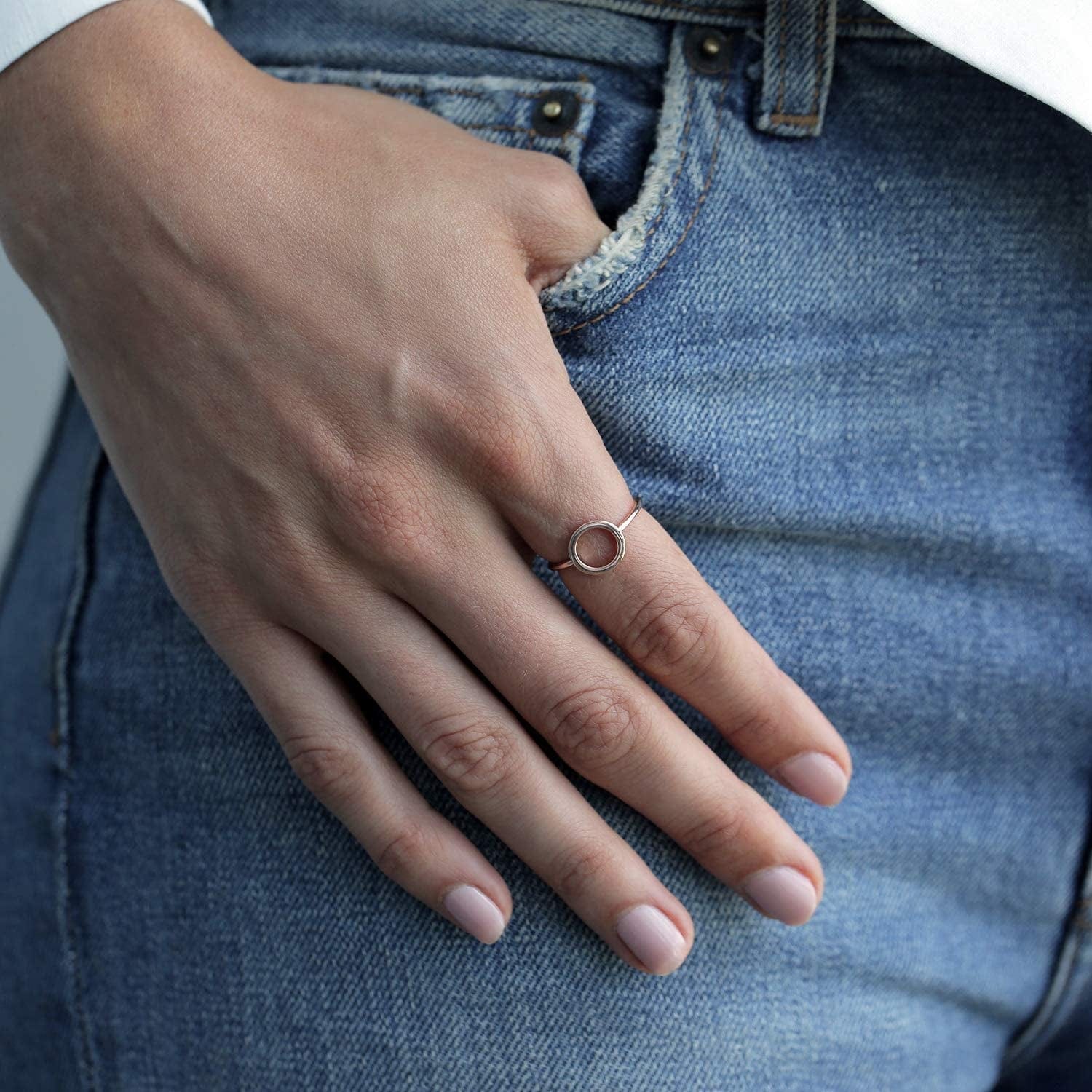 14K Gold Plated Rings for Women | Gold Karma Circle Ring | Stackable Rings