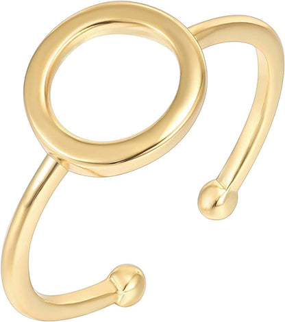 14K Gold Plated Rings for Women | Gold Karma Circle Ring | Stackable Rings Yellow Gold
