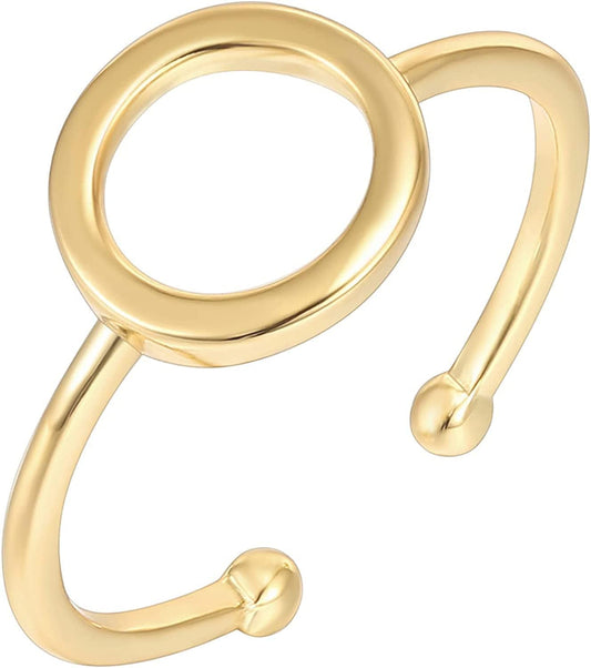 14K Gold Plated Rings for Women | Gold Karma Circle Ring | Stackable Rings Yellow Gold