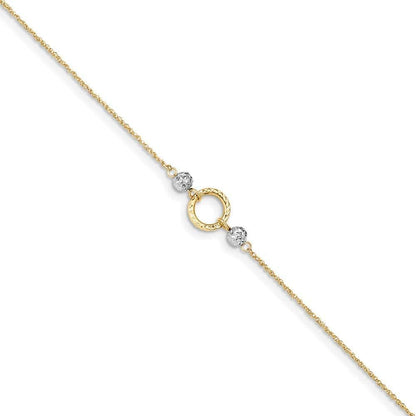 14K Two-Tone Circle and Bead 9In plus 1In Ext. Anklet 9In Style ANK228-10 Apparel & Accessories > Jewelry > Anklets VSirius   