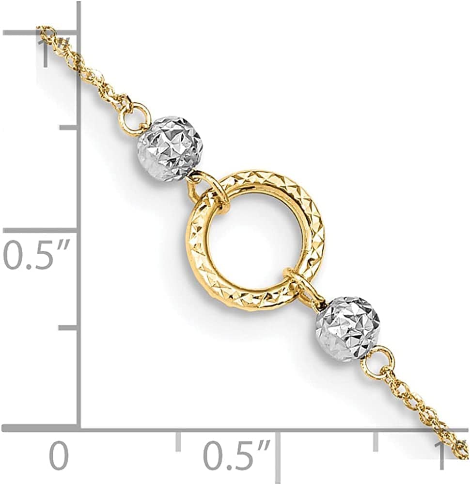 14K Two-Tone Circle and Bead 9In plus 1In Ext. Anklet 9In Style ANK228-10 Apparel & Accessories > Jewelry > Anklets VSirius   