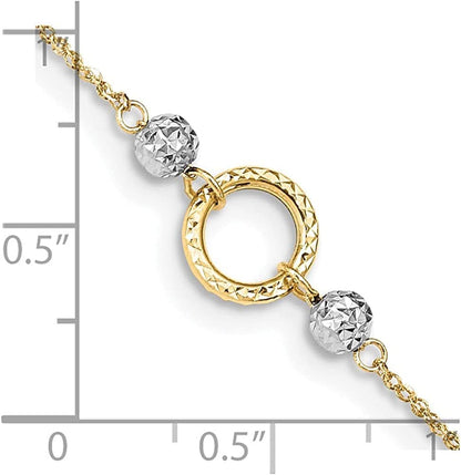 14K Two-Tone Circle and Bead 9In plus 1In Ext. Anklet 9In Style ANK228-10 Apparel & Accessories > Jewelry > Anklets VSirius   