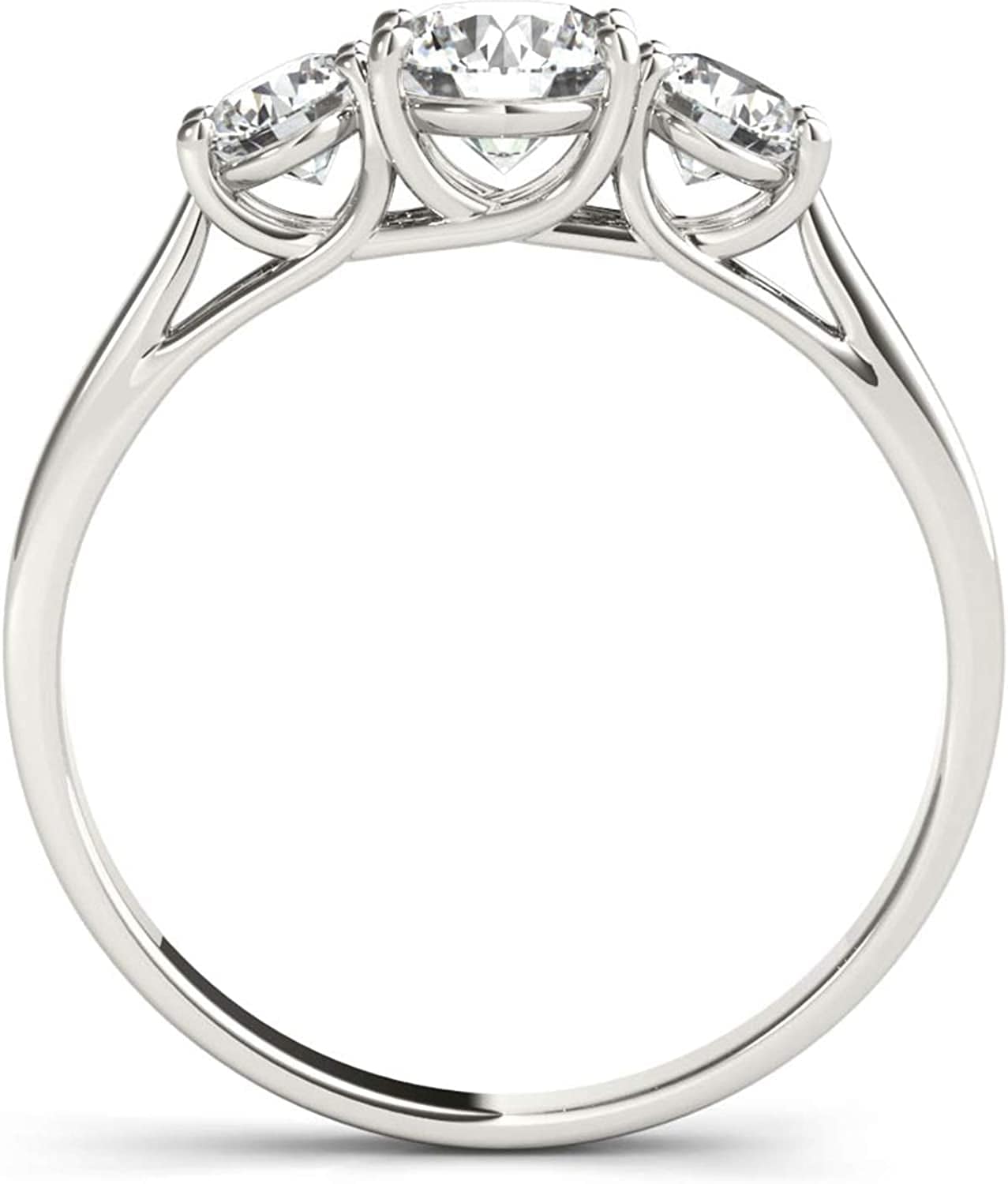14K White Gold Lab-Grown Diamond 3 Stone Wedding Engagement Ring (1.00 Cttw, I-J Color, VS2-SI1 Clarity)
