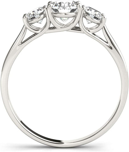 14K White Gold Lab-Grown Diamond 3 Stone Wedding Engagement Ring (1.00 Cttw, I-J Color, VS2-SI1 Clarity)