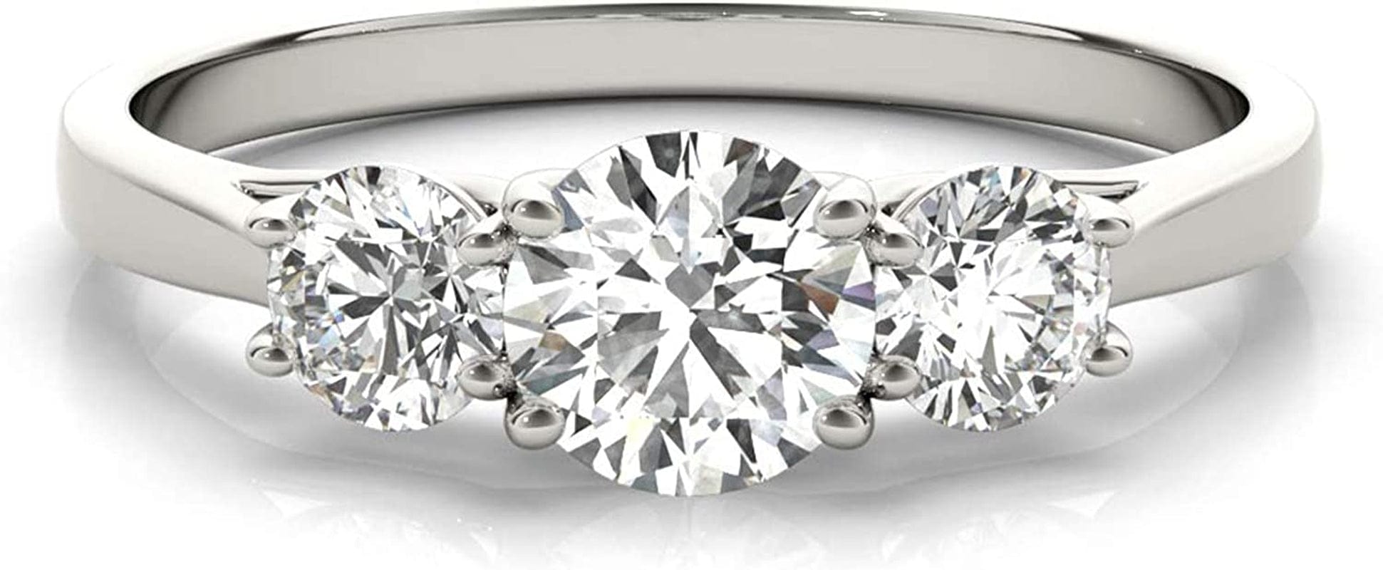 14K White Gold Lab-Grown Diamond 3 Stone Wedding Engagement Ring (1.00 Cttw, I-J Color, VS2-SI1 Clarity) 6.5