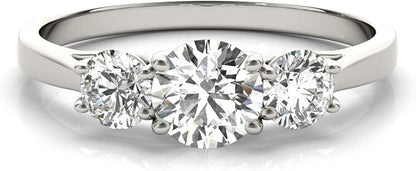 14K White Gold Lab-Grown Diamond 3 Stone Wedding Engagement Ring (1.00 Cttw, I-J Color, VS2-SI1 Clarity) 6.5