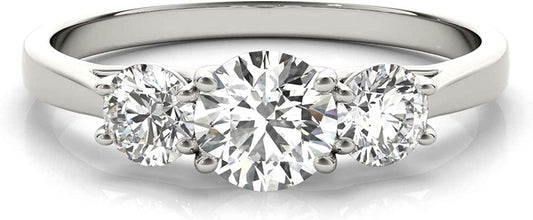 14K White Gold Lab-Grown Diamond 3 Stone Wedding Engagement Ring (1.00 Cttw, I-J Color, VS2-SI1 Clarity) 6.5