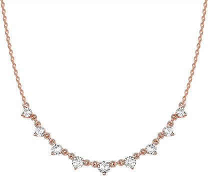 14K White Gold Plated Station Necklace | Simulated Diamond BTY Necklace | Womens CZ Chain Necklace | Layering Necklaces Princess / rose gold plated