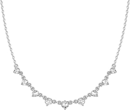 14K White Gold Plated Station Necklace | Simulated Diamond BTY Necklace | Womens CZ Chain Necklace | Layering Necklaces Princess / white gold plated