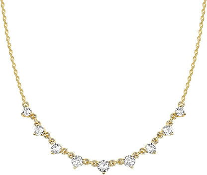14K White Gold Plated Station Necklace | Simulated Diamond BTY Necklace | Womens CZ Chain Necklace | Layering Necklaces Princess / yellow gold plated