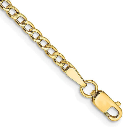 14K Yellow Gold 9 Inch 2.5Mm Link Curb Lobster Clasp Anklet Ankle Beach Chain Bracelet Fine Jewelry for Women Gifts for Her Apparel & Accessories > Jewelry > Anklets IceCarats 10.0 Inches  