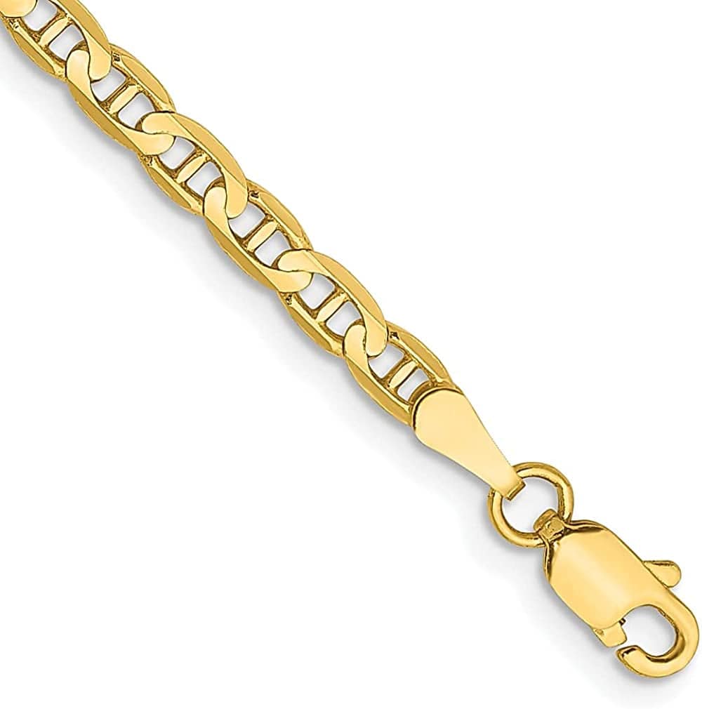 14K Yellow Gold 9 Inch 3Mm Concave Link Anchor Lobster Clasp Chain Anklet Ankle Beach Bracelet Fine Jewelry for Women Gifts for Her Apparel & Accessories > Jewelry > Anklets IceCarats 9.0 Inches  