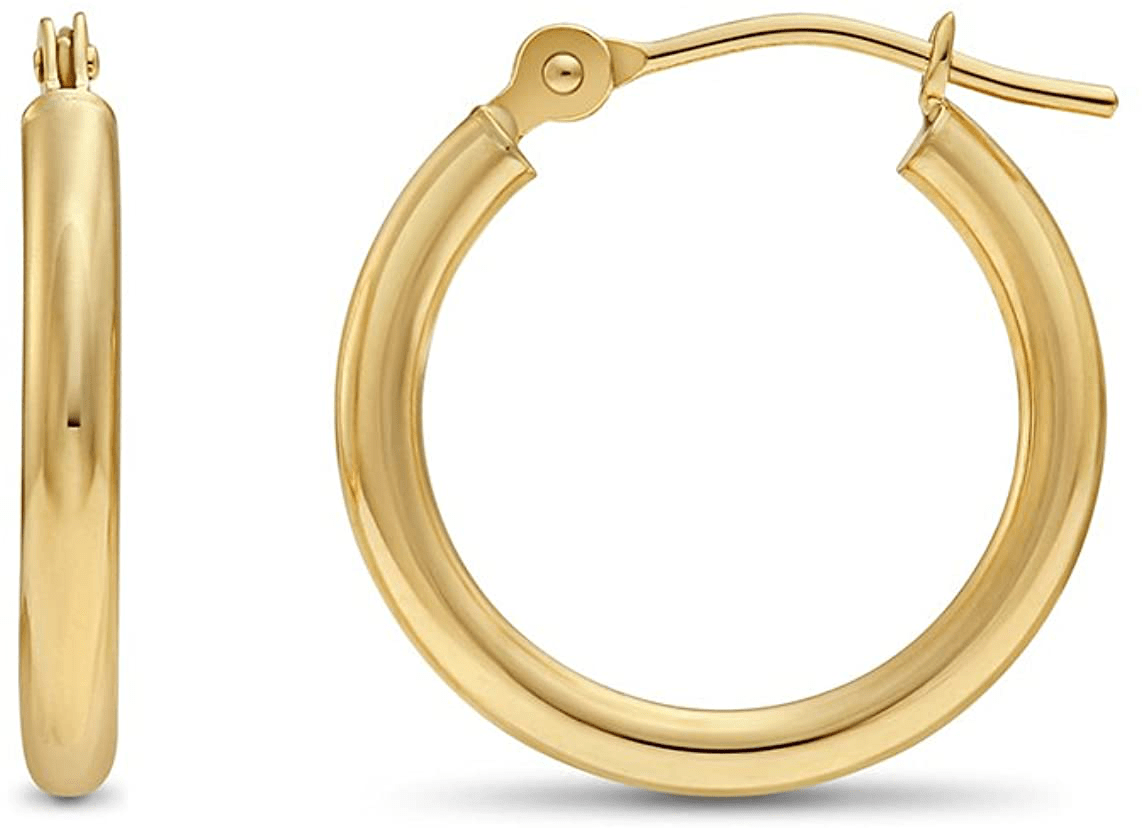 14k Yellow Gold Classic Shiny Polished Round Hoop Earrings, 2mm tube Arts & Entertainment > Party & Celebration > Gift Giving TILO JEWELRY 16mm (0.63 inch)  