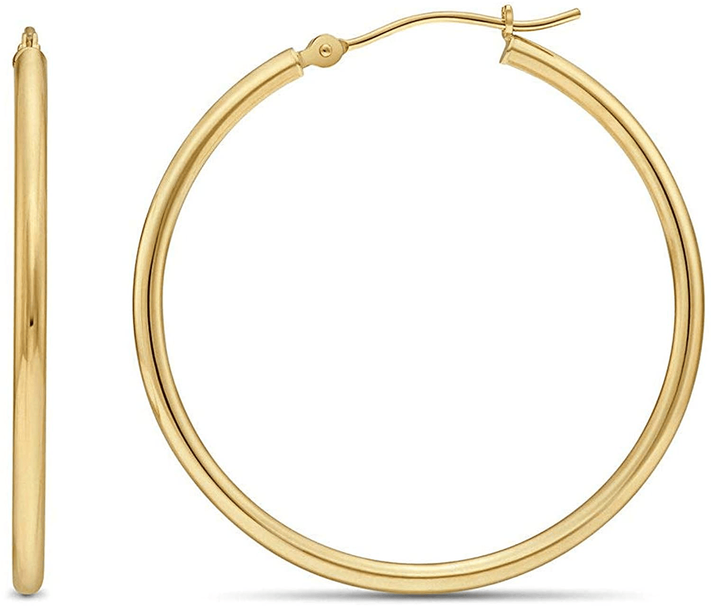 14k Yellow Gold Classic Shiny Polished Round Hoop Earrings, 2mm tube Arts & Entertainment > Party & Celebration > Gift Giving TILO JEWELRY 30mm (1.2 inch)  