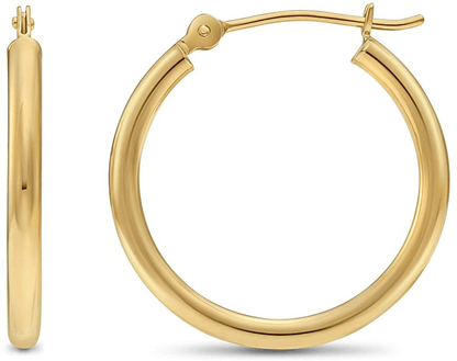 14k Yellow Gold Classic Shiny Polished Round Hoop Earrings, 2mm tube Arts & Entertainment > Party & Celebration > Gift Giving TILO JEWELRY 20mm (0.78 inch)  
