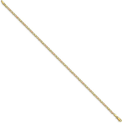 14K Yellow Gold Rose Xand Hearts 10 Inch Anklet Ankle Beach Chain Bracelet Love Fine Jewelry for Women Gifts for Her Apparel & Accessories > Jewelry > Anklets ICE CARATS   