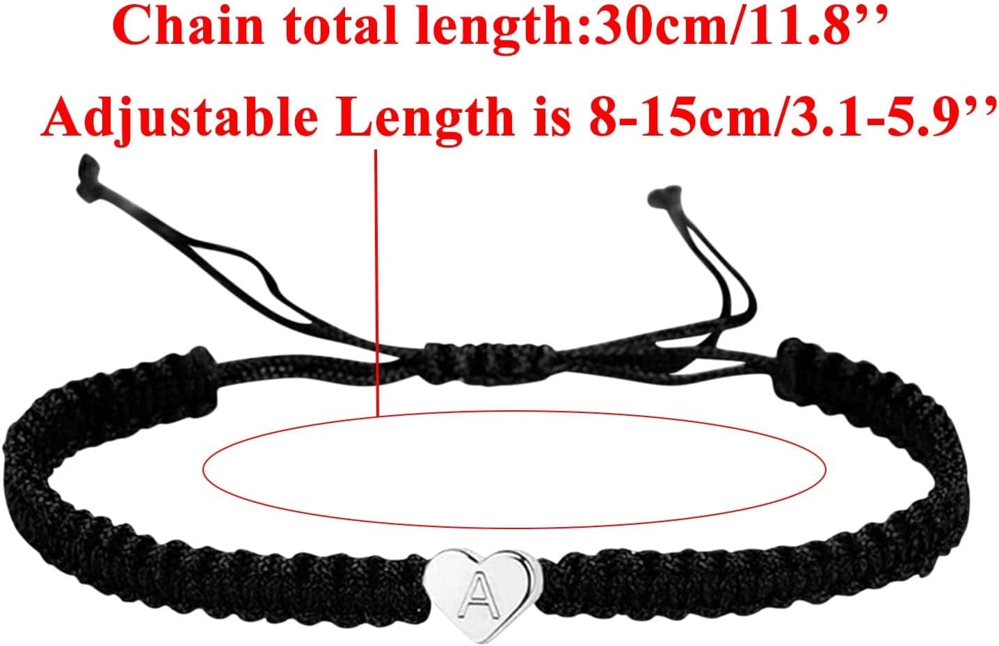 14Kwhite Gold Plated Initial Heart String Bracelets for Women Men Teen Girls Boys Handmade Rope Braided Bracelet Minimalist Jewelry Matching Couple Bracelets (K, One Size) Apparel & Accessories > Jewelry > Bracelets Generic   